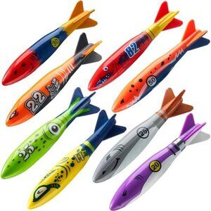Kids 8 Pack Pool‎ Toys, Shark Underwater Diving Toys, Colorful Swimming Toy